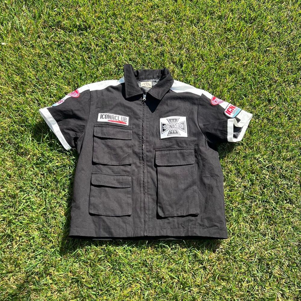 Icona Club work zip up shirt thick mens size M moto mechanic